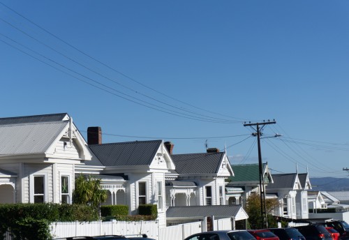 1940's row of residential villa gables in traditional and established urban suburban street in Ponsonby Auckland New Zealand.