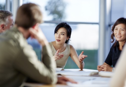 accountant team meeting around a table